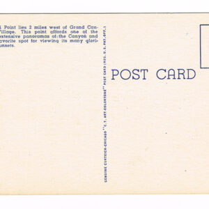 Vintage 1940’s “Hopi Point” Grand Canyon, Arizona. Linen Postcard