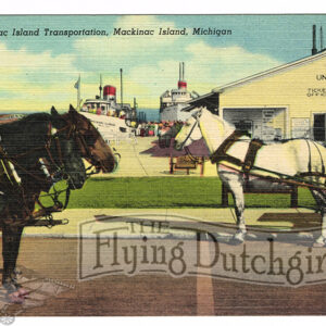 Vintage 1940’s “Mackinac Island Transportation” Michigan, Linen Postcard