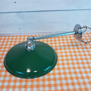 Rare Vintage Original 14″ Green Porcelain Light: 1940s Farm Gas Station Enamel