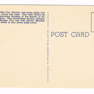 Vintage 1940’s “Admin. Building” Boulder City, Nevada. Linen Postcard