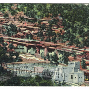 Vintage 1940’s “Manitou Cliff Dwellings” Manitou Springs, Co. Linen Postcard
