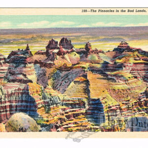 Vintage 1940’s “The Pinniacles” Bad Lands, S.D. Linen Postcard