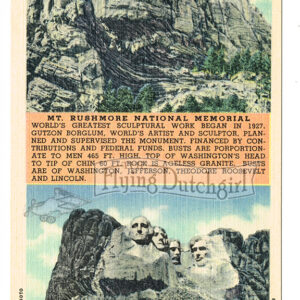 Vintage 1940’s “Mt. Rushmore” South Dakota. Linen Postcard