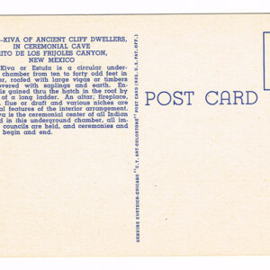 Vintage 1940’s “Kiva of Ancient Cliff Dwellers” New Mexico. Linen Postcard