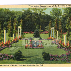 Vintage 1940’s “The Italian Garden” Michigan City, Ind. Linen Postcard