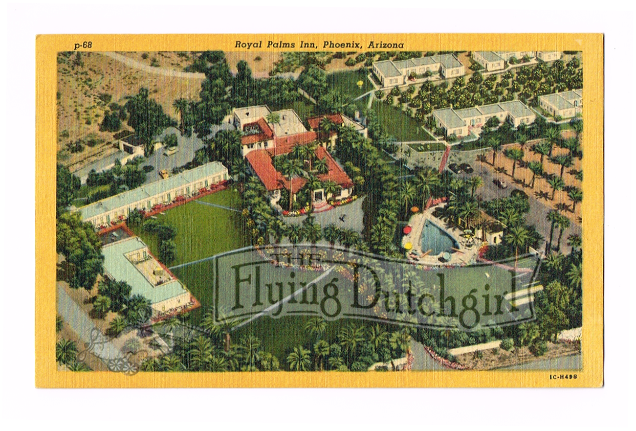 Vintage 1940's "Royal Palms Inn" Phoenix, Arizona. Linen Postcard