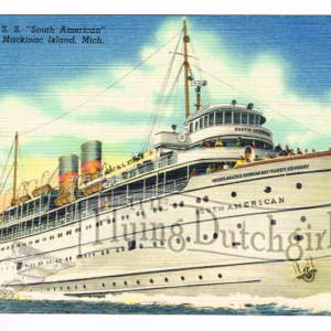 Vintage 1940’s “S.S. South American” Mackinac Island, Mich. Linen Postcard