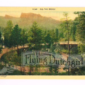 Vintage 1940’s “Pig Tail Bridge” Black Hills, S.D. Linen Postcard