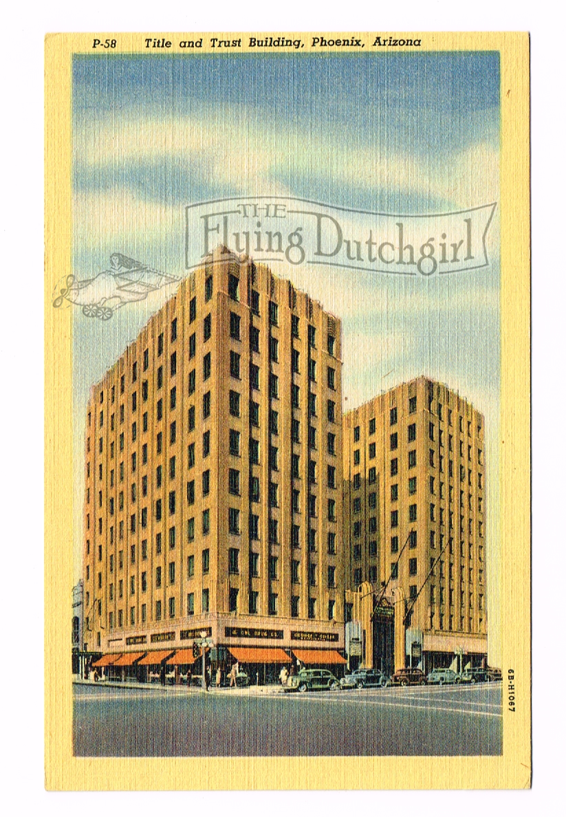 Vintage 1940s Linen Postcard - The Title and Trust Building in Phoenix, Arizona