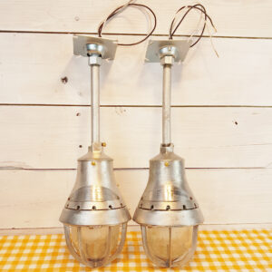 (2) Late 1950s Vintage Crouse-Hinds Explosion-Proof Pendant Lights EVA-140