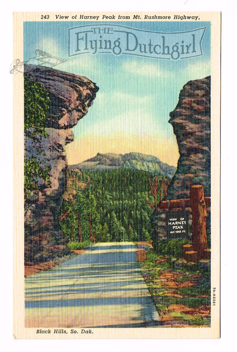 Vintage 1940's "Harney Peak" Black Hills, S.D. Linen Postcard