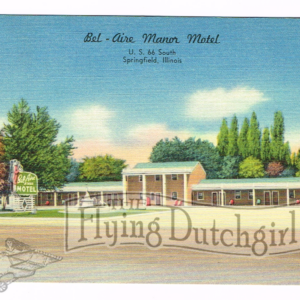 1940’s Vintage “Bel-Aire Motel” Springfield, Ill. Linen Postcard