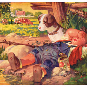 1940s Vintage Salesman Sampler Lithographic Calendar Print “Had a Busy Day”