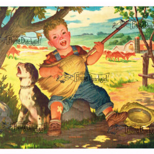 1940s Vintage Salesman Sampler Lithographic Calendar Print “Making Music”