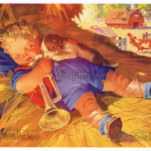 1940s Vintage Salesman Sampler Lithographic Calendar Print “Little boy Blue”