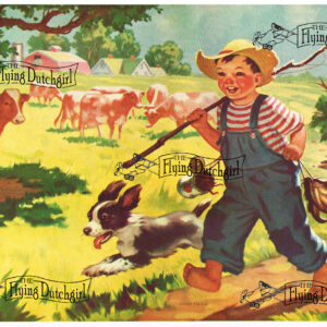 1940s Vintage Salesman Sampler Lithographic Calendar Print “Good Fishin”