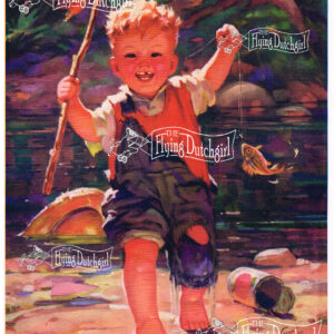 1940s Vintage Salesman Sampler Lithographic Calendar Print “His first fish”