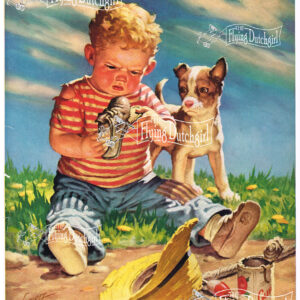 1940s Vintage Salesman Sampler Lithographic Calendar Print “Time out”