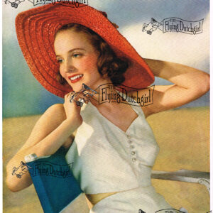 1940s Vintage Salesman Sampler Lithographic Calendar Print “Summertime Girl”