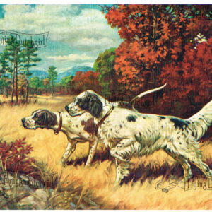 1940s Vintage Salesman Sampler Lithographic Calendar Print “Dogs on the Hunt”