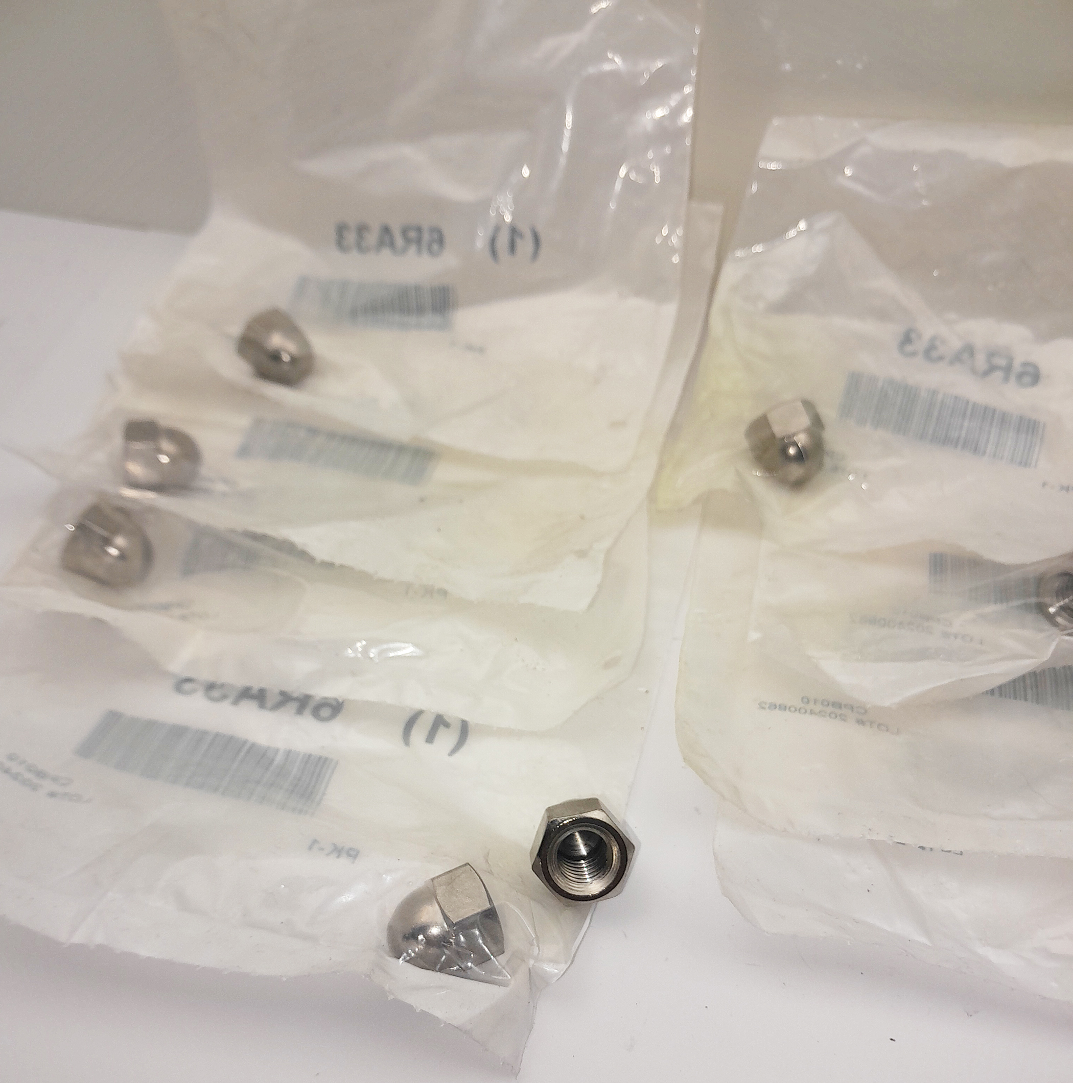 Stainless Steel, Acorn Nut Caps, Qty 9