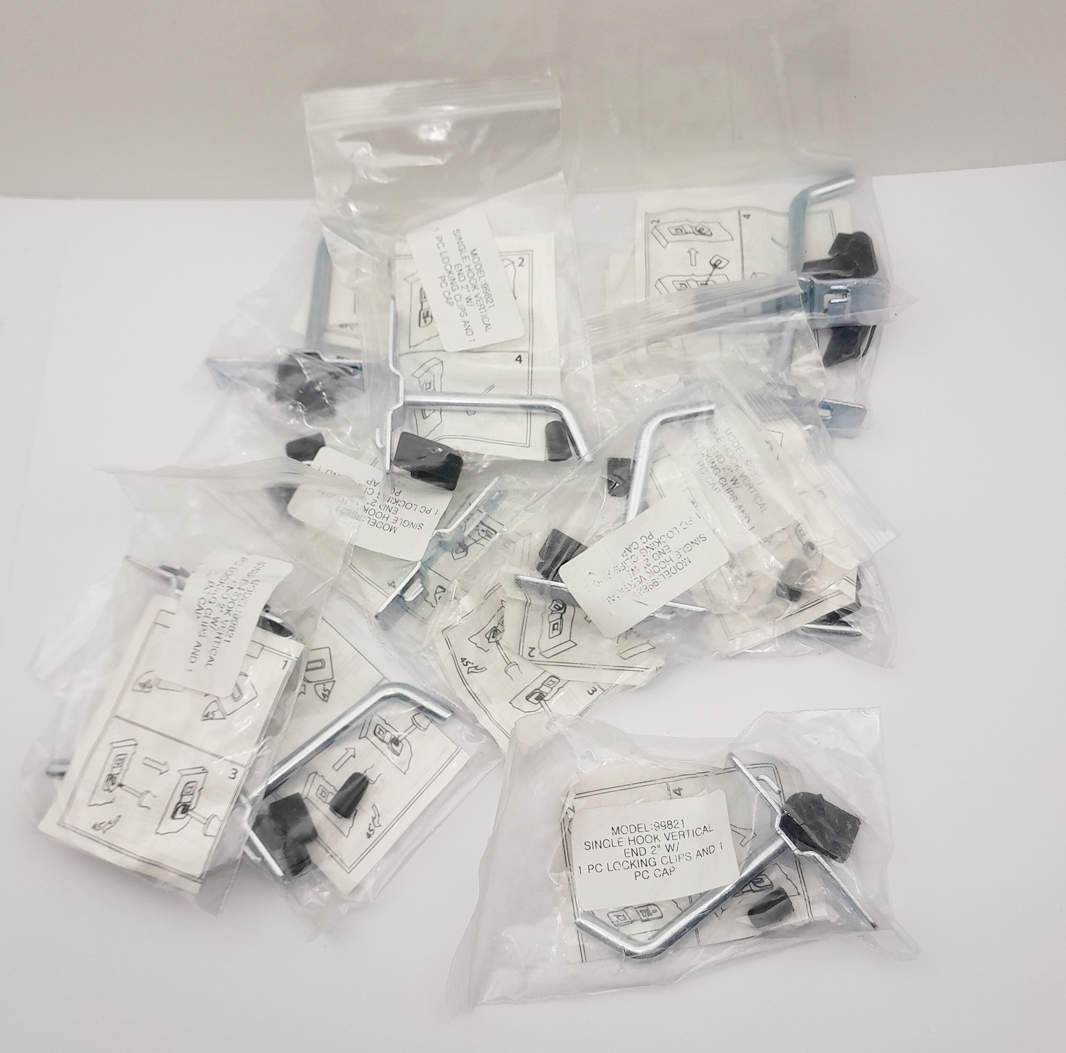 10 Pack, #99821 Single Rod Pegboard Hook 2-3/8 x 2 x 3/4"