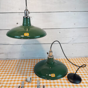 1940s Green Porcelain Barn Light: 14" Industrial New Old Stock Sold Individually