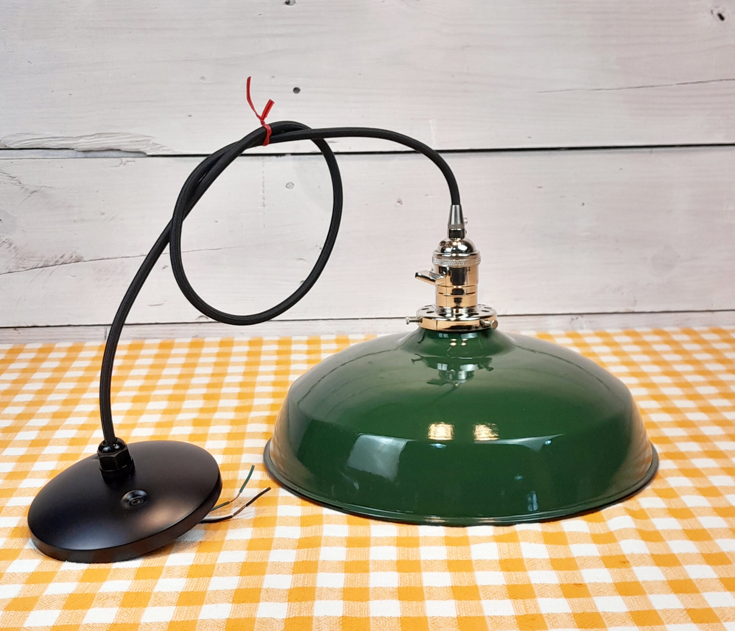 Vintage Industrial 1940s Benjamin 12" Green Porcelain Light Gas Station - Image 5