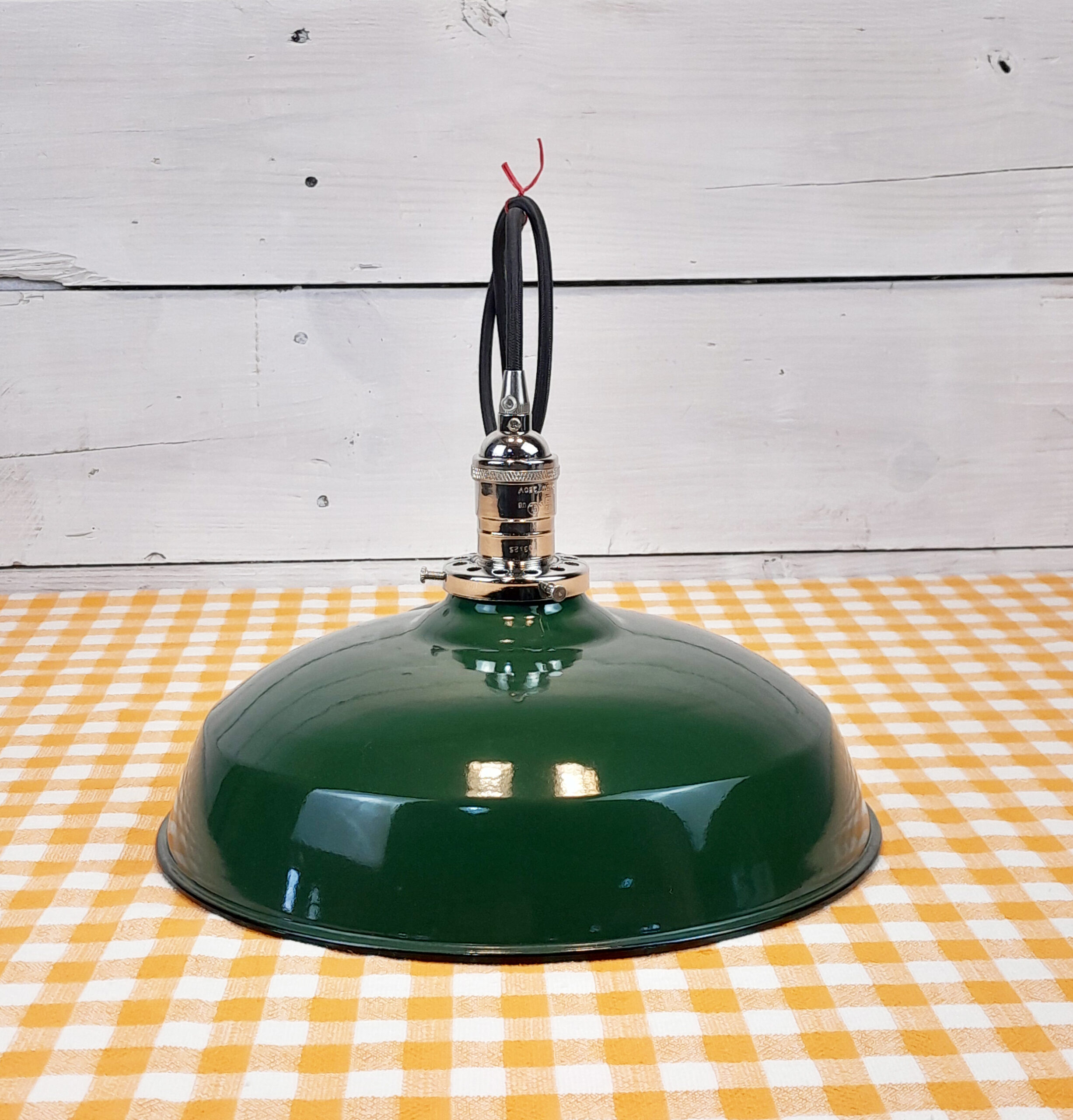 Vintage Industrial 1940s Benjamin 12" Green Porcelain Light Gas Station - Image 4