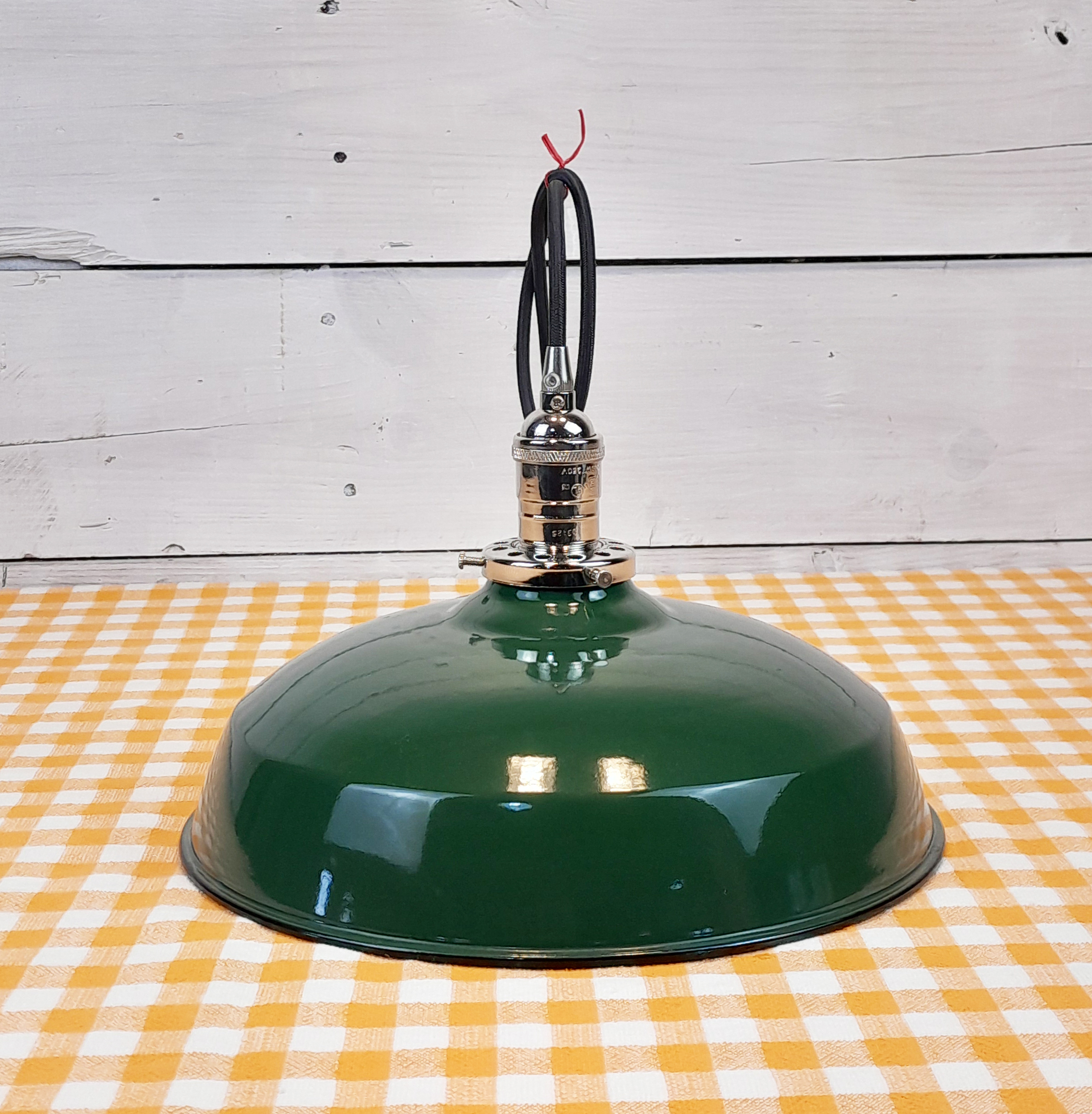 Vintage Industrial 1940s Benjamin 12" Green Porcelain Light Gas Station - Image 3